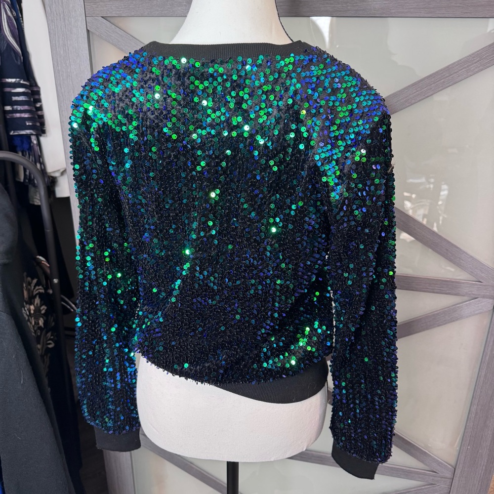 Anthropologie Black and Blue Sequin Sweater - Picture 6 of 9